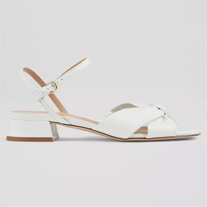 L.K. Bennett Lina White Leather Knotted Sandals